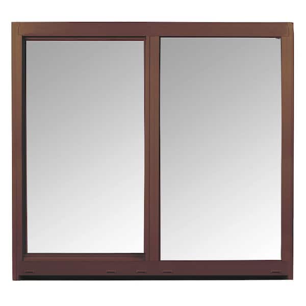 Ply Gem 23.25 in. x 11.25 in. 300 Series Bronze Aluminum Left Hand Sliding Window with LowE Obscure Glass, Screen Included
