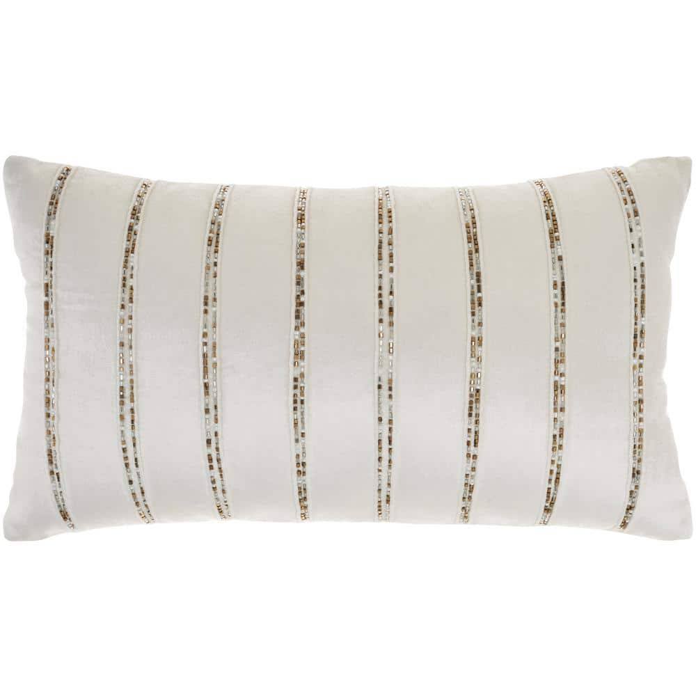 Mina Victory Curly Faux Fur Ivory Throw Pillow 22 x 22