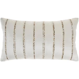 Sofia Ivory 21 in. x 12 in. Rectangle Throw Pillow