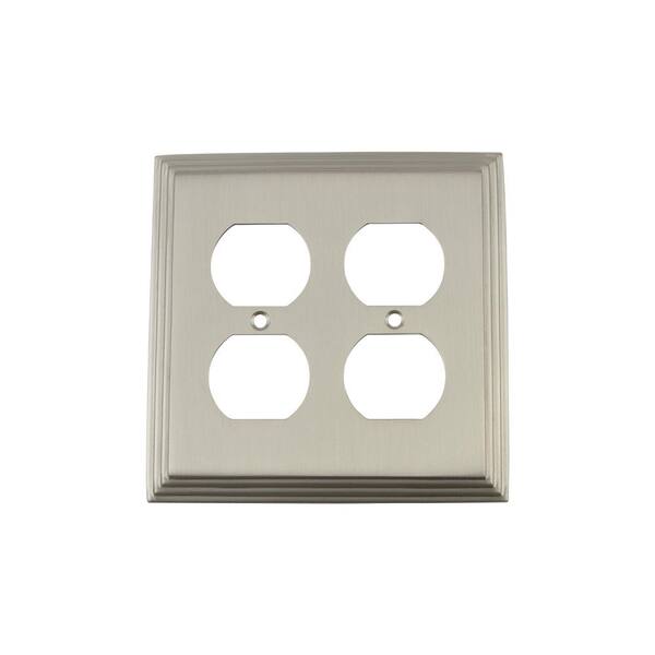 Nostalgic Warehouse Dec_Swplt_D2 Deco 2 Gang Vintage Restoration Duplex Wall Outlet Cover