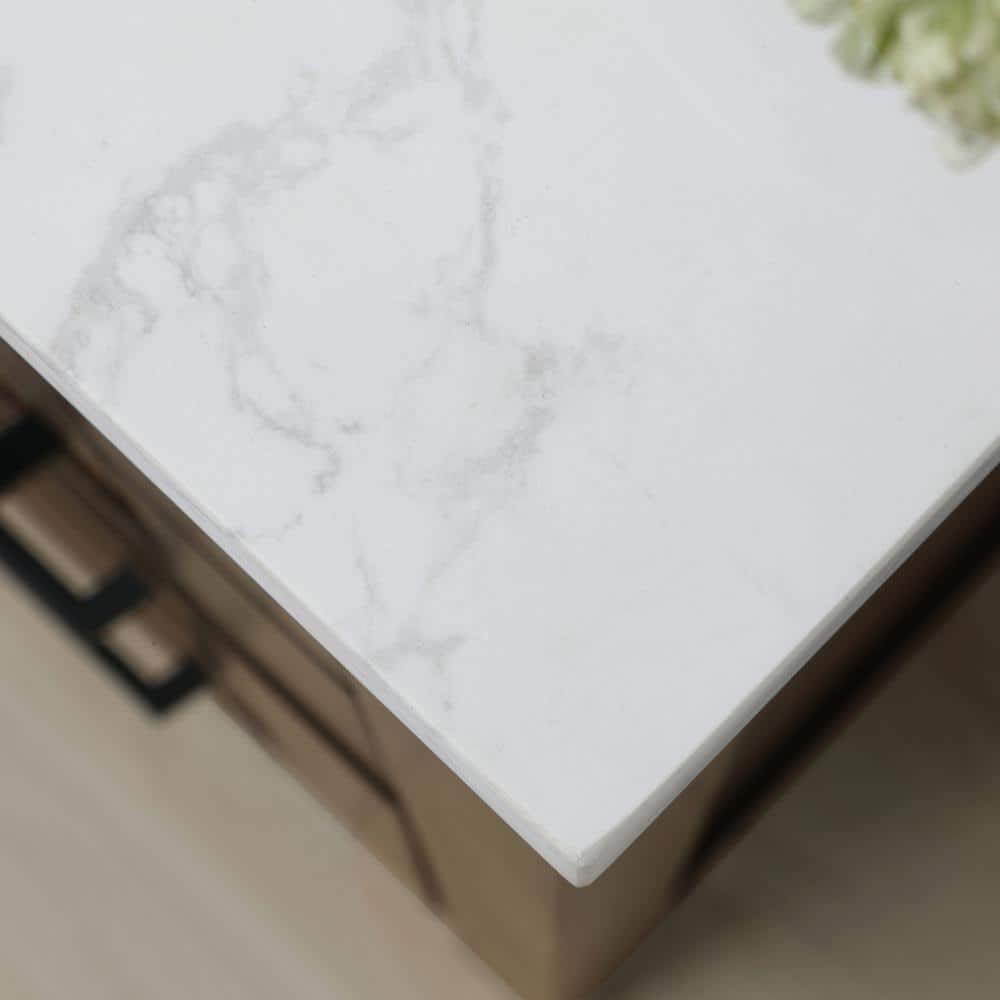 Almond Latte 48" Single Sink Vanity with White Marble Top