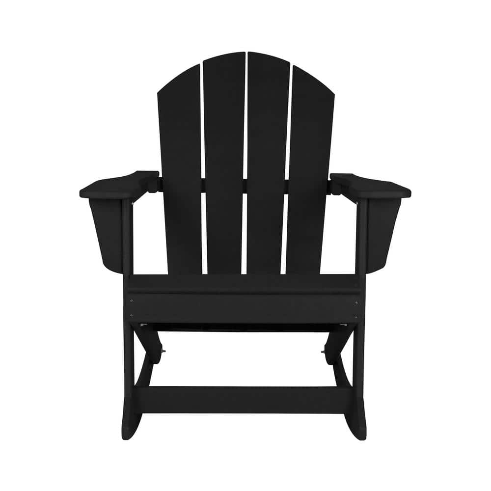 Classic Black Recycled Poly Adirondack Rocking Chair