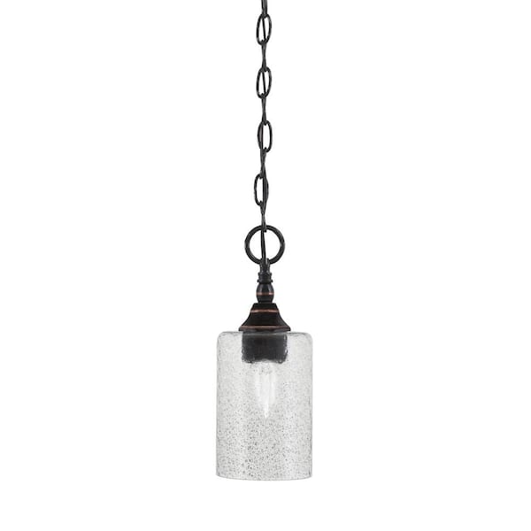 Unbranded Elva 100-Watt 1-Light Black Copper Shaded Pendant Light with 4 in. Smoke Bubble Glass Shade, no Bulb Included