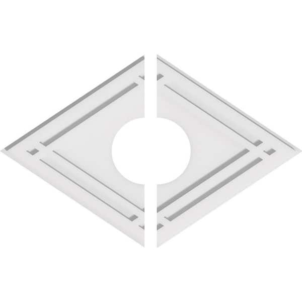 Ekena Millwork 26 in. W x 17-3/8 in. H x 6 in. ID x 1 in. P Diamond Architectural Grade PVC Contemporary Ceiling Medallion (2-Piece)