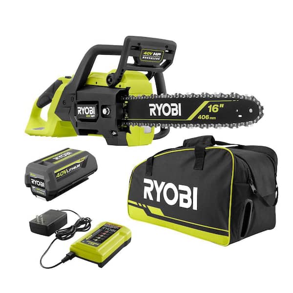RYOBI 40V HP Brushless 16 in. Battery Chainsaw with Universal
