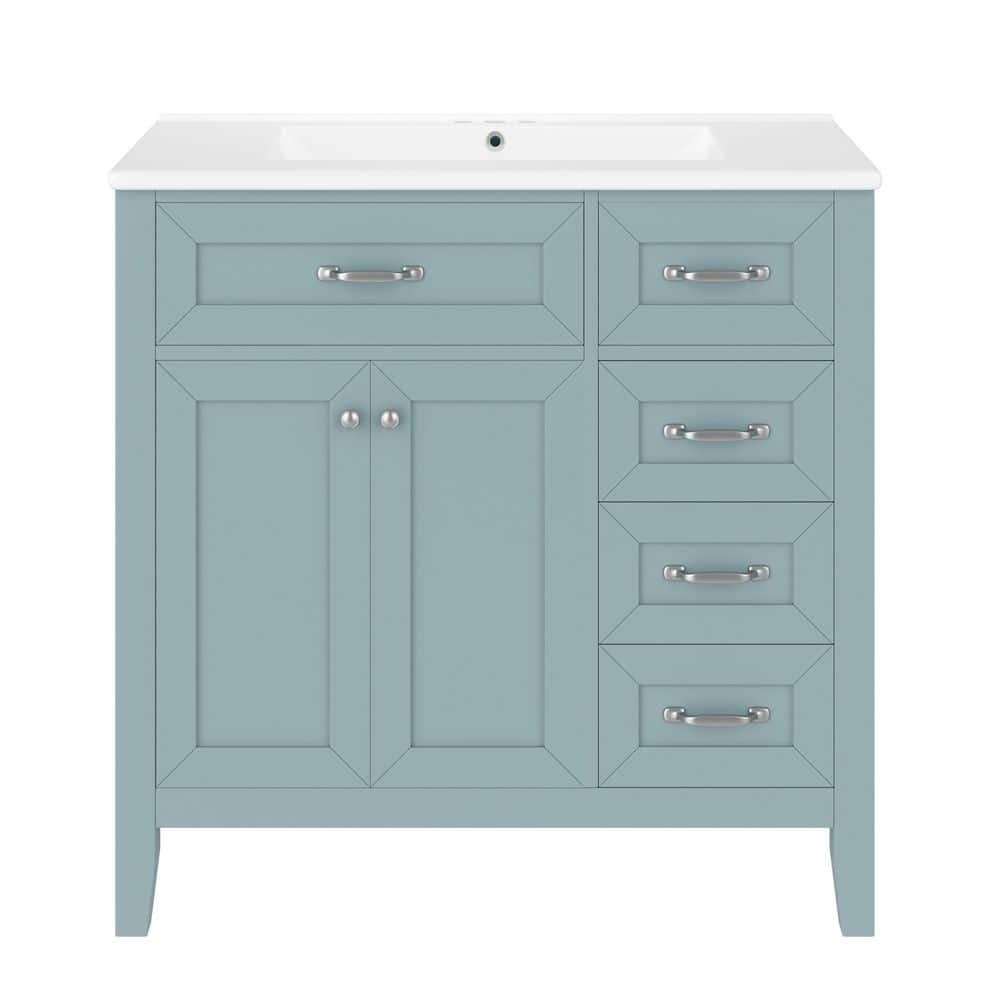 36 in. Single Sink Freestanding Green Bath Vanity with White Ceramic Sink Top price history on PriceWatchPro