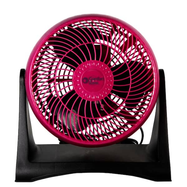Comfort Zone 8 in. 3-Speed Turbo Desk Fan with Adjustable Head in Berry