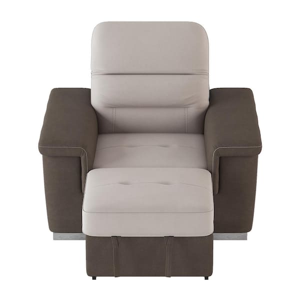 EVERGLADE HOME Wystan Beige and Taupe Textured Microfiber Accent Chair with Pull-out Ottoman
