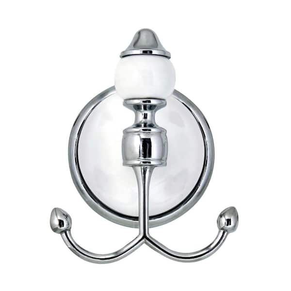MODONA ARORA Double Robe and Towel Hook in White Porcelain and Polished  Chrome 9754-A - The Home Depot
