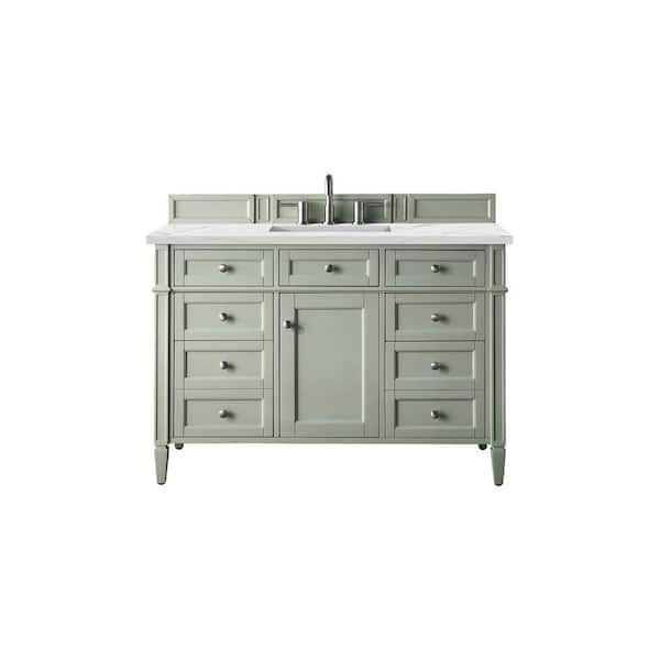 James Martin Vanities Brittany 48.0 in. W x 23.5 in. D x 34 in. H Bathroom Vanity in Sage Green with Ethereal Noctis Quartz Top