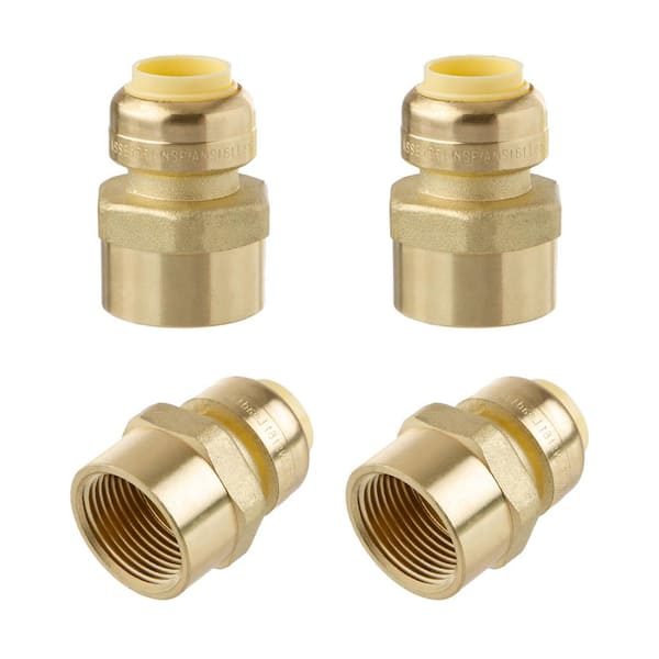 LittleWell 1/2 in. Push-Fit x 3/4 in. Female Pipe Thread Brass Fitting (4-Pack)