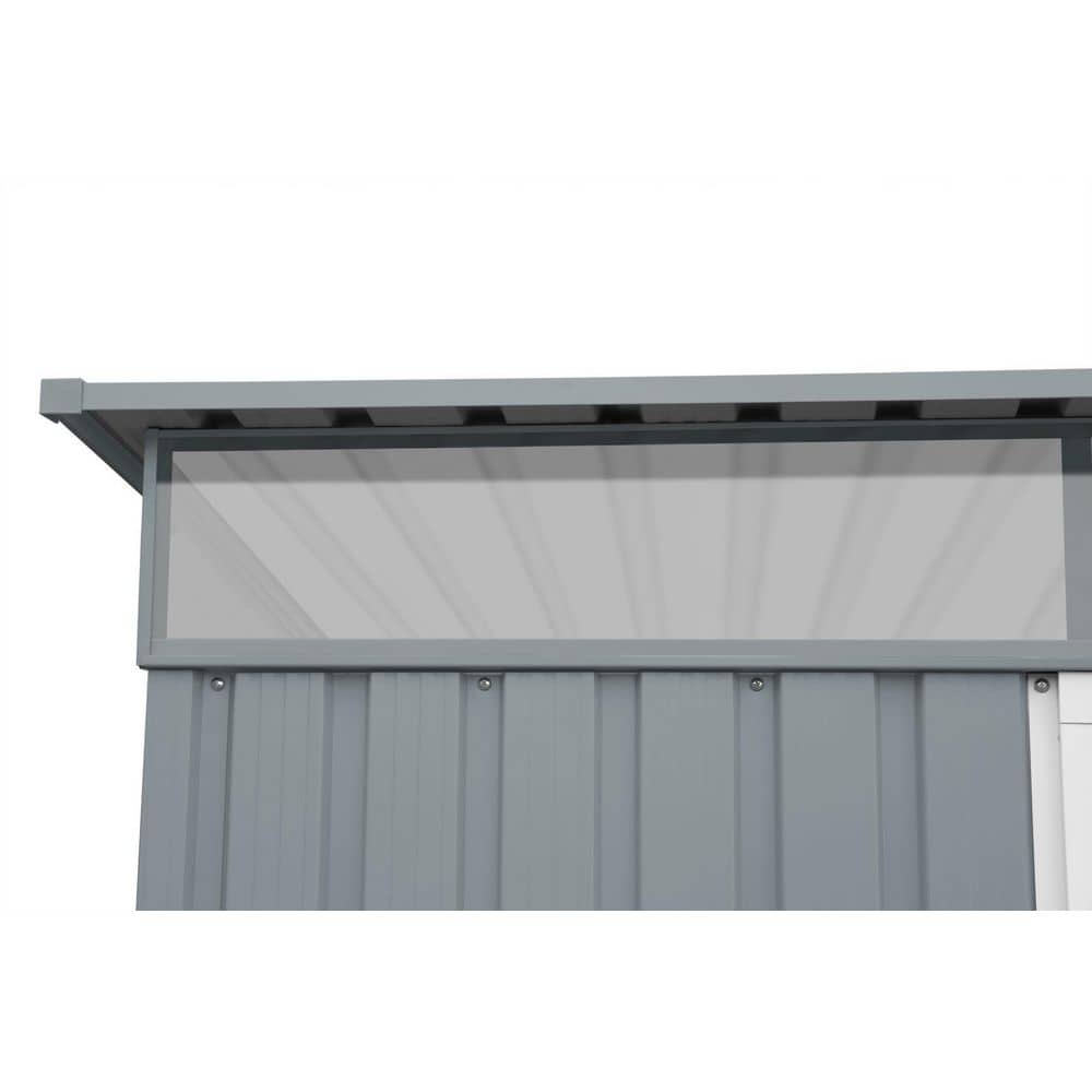 Gray 6' x 8' Metal Storage Shed with Sliding Door