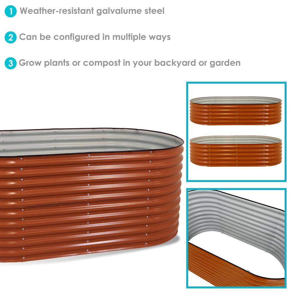 Large Brown Galvalume Steel Oval Raised Garden Bed
