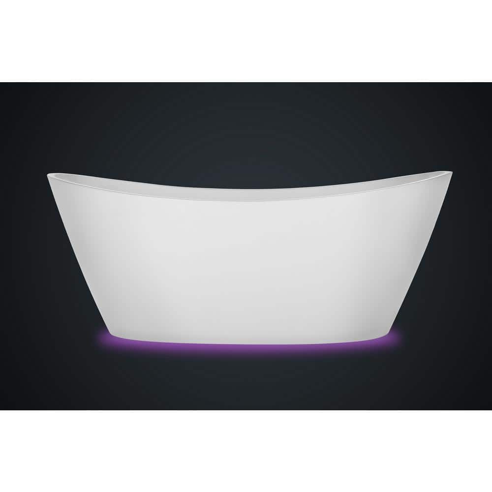 White Acrylic Freestanding Bathtub with LED Lighting