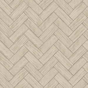 Kaliko Taupe Wood Herringbone Wallpaper