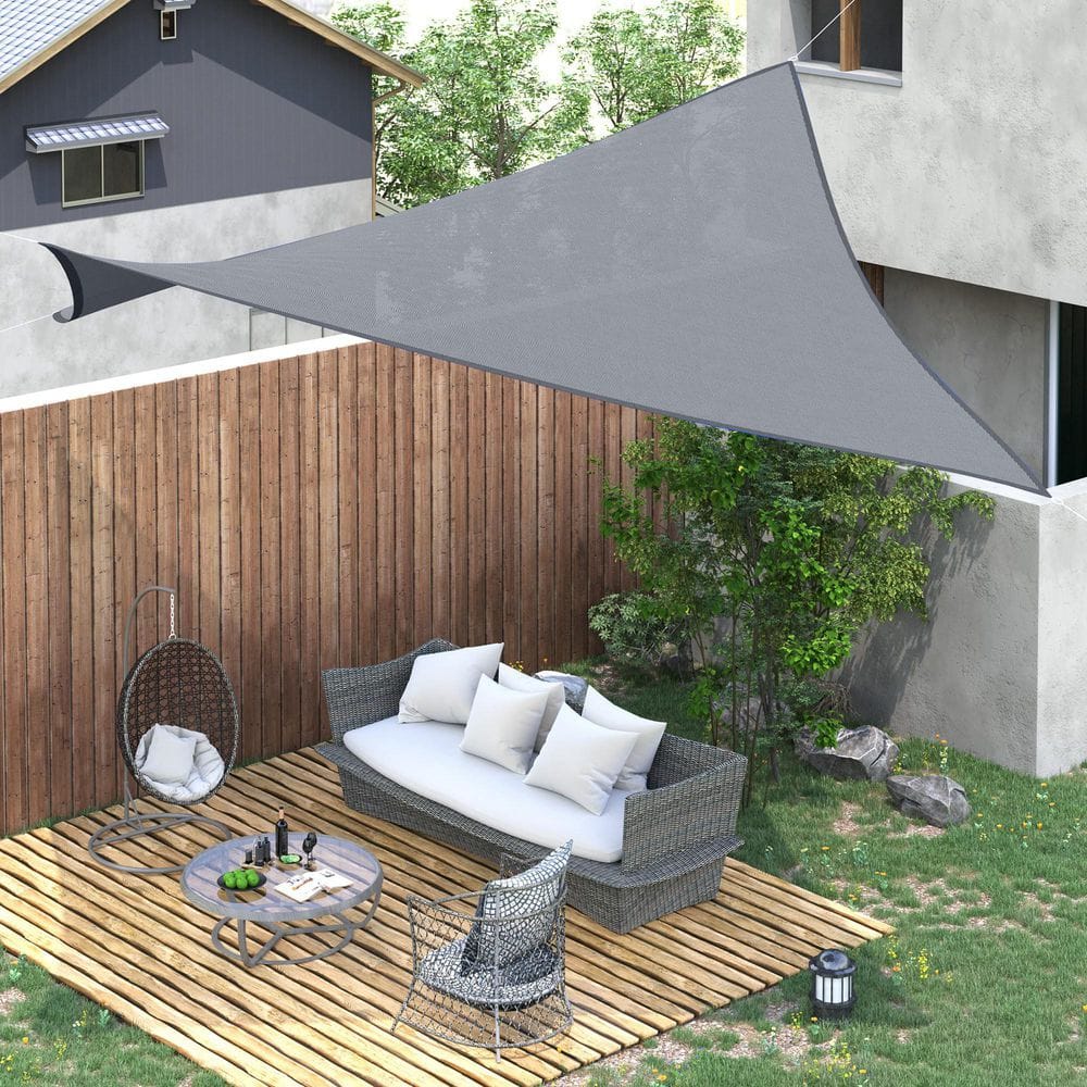 Grey 20' x 13' High-Density Polyethylene Outdoor Sun Shade Sail