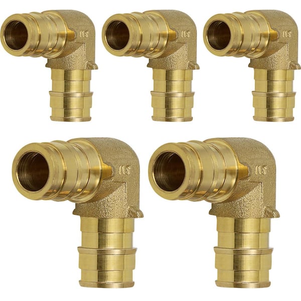 PLUMBFLEX 1/2 in. Elbow Pex Fitting, Expansion Pex A Elbow Brass No Lead, 90-Degree for Use with Pex A Tubing (Pack of 5)