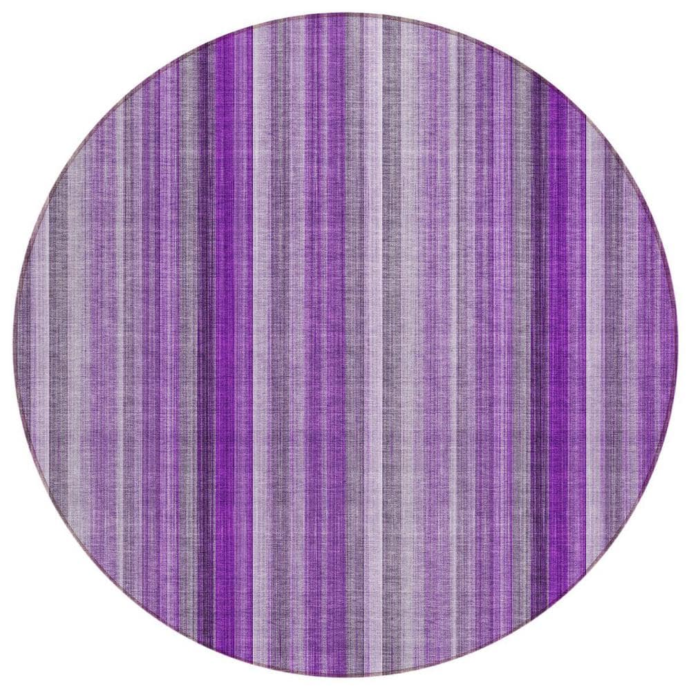 Purple 8 ft. Round Woven Striped Round Indoor/Outdoor Area Rug price history on PriceWatchPro