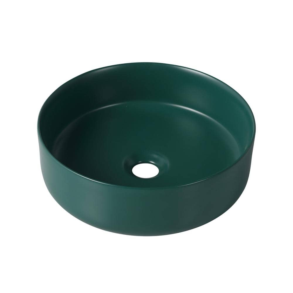 Ceramic Circular Round Vessel Bathroom Sink Bowl Shaped Art Sink in Green -  WarmieHomy, HD0109