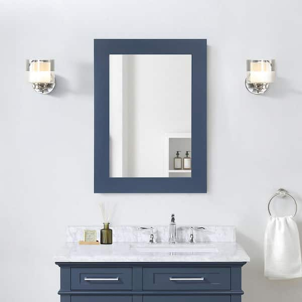 Sonoma 22 in. W x 30 in. H Rectangular Framed Wall Mount Bathroom Vanity Mirror in Midnight Blue