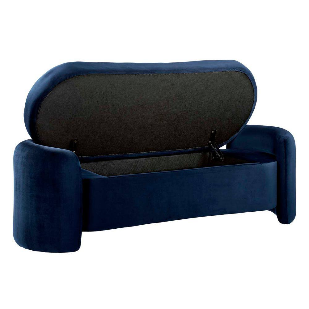 Nebula Midnight Blue Velvet 62" Upholstered Storage Bench