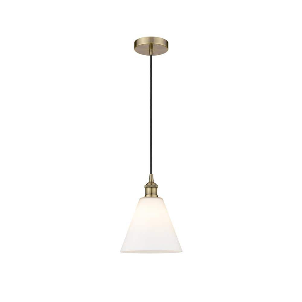 Berkshire 100-Watt 1 Light Antique Brass Shaded Mini Pendant Light with Frosted glass Frosted Glass Shade price history on PriceWatchPro