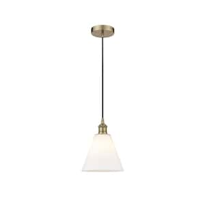 Berkshire 100-Watt 1 Light Antique Brass Shaded Mini Pendant Light with Frosted glass Frosted Glass Shade