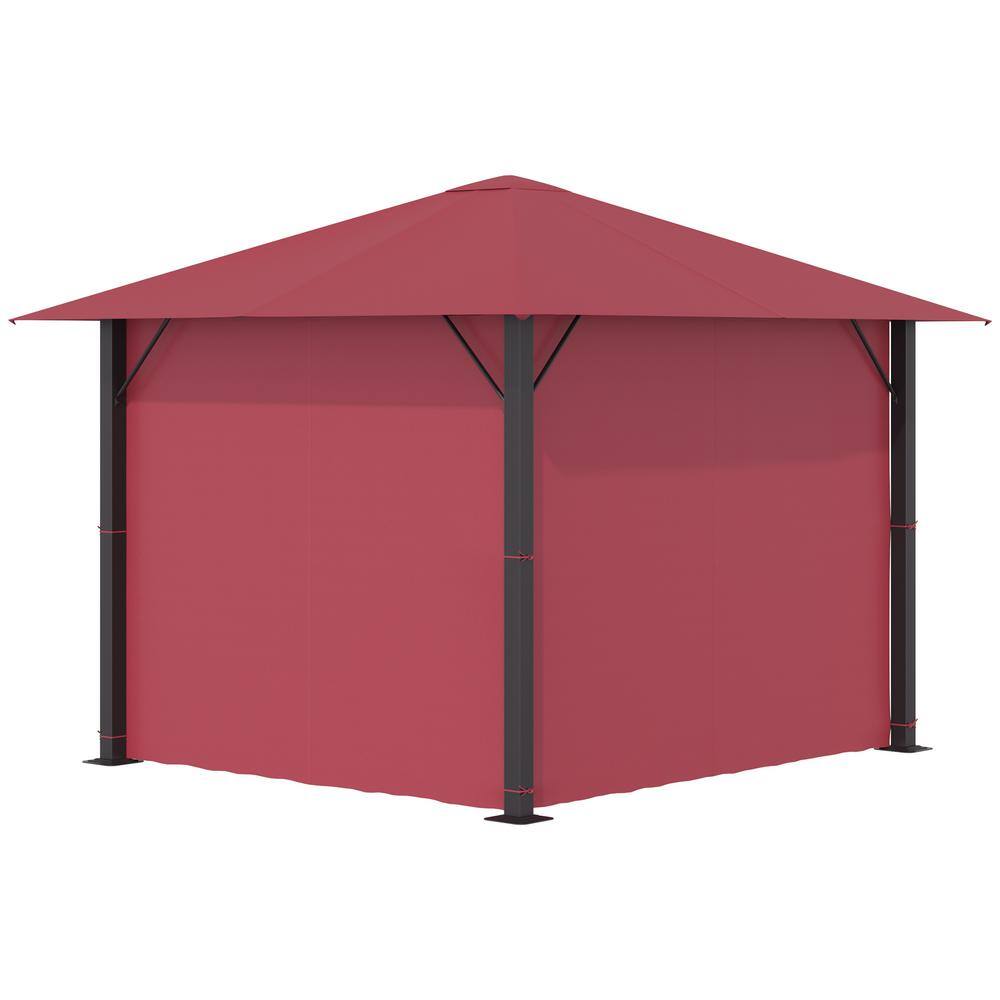 10x10 Red Aluminum Patio Gazebo with Sidewalls