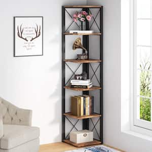 Charles 70.8 in Brown Engineered Wood 6 Shelf Standard Bookcase for Living Room