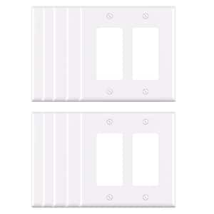 2 Gang Midsize Decorator/Rocker Wall Plate, White (10-Pack)