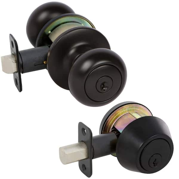 DELANEY HARDWARE Saxon Black Grade 2 Entry w/Deadbolt Door Knob
