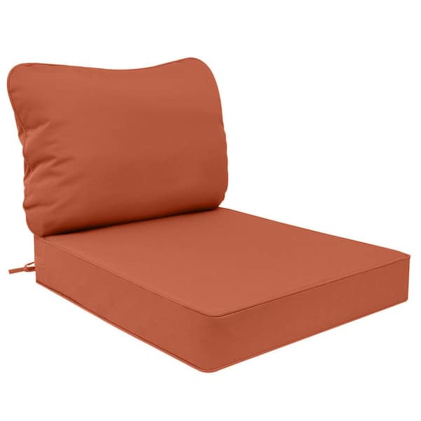 Unbranded 23.5 in. x 25.5 in. Outdoor Deep Seating Lounge Cushion, Zipper Closure Covers with 2-Ties and Non-slip Bottom, Rust