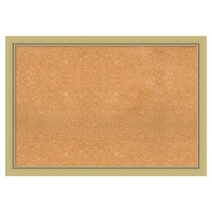 Landon Gold Narrow Natural Corkboard 39 in. x 27 in. Bulletin Board Memo Board