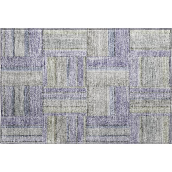Mayfield Premium Machine Washable Abstract AMF2285 Purple 2 ft. x 3 ft. Accent Rug