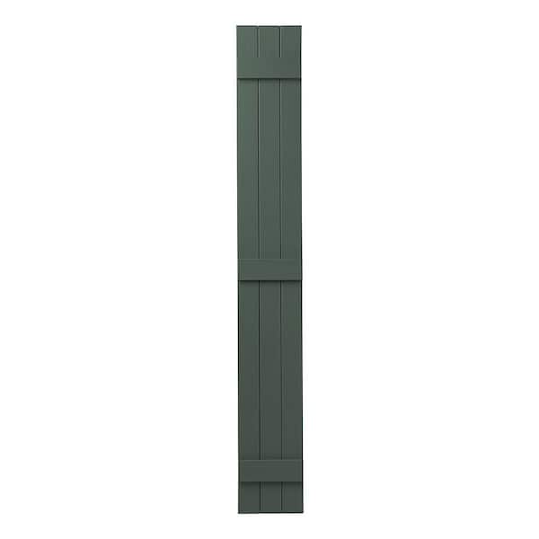 Ply Gem 11 in. x 71 in. Polypropylene Plastic 3-Board Closed Board and Batten Shutters Pair in Green