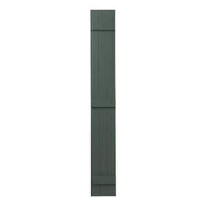 11 in. x 75 in. Polypropylene Plastic 3-Board Closed Board and Batten Shutters Pair in Green