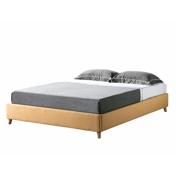 Furniture of America Minta Yellow Upholstered Queen Platform Bed