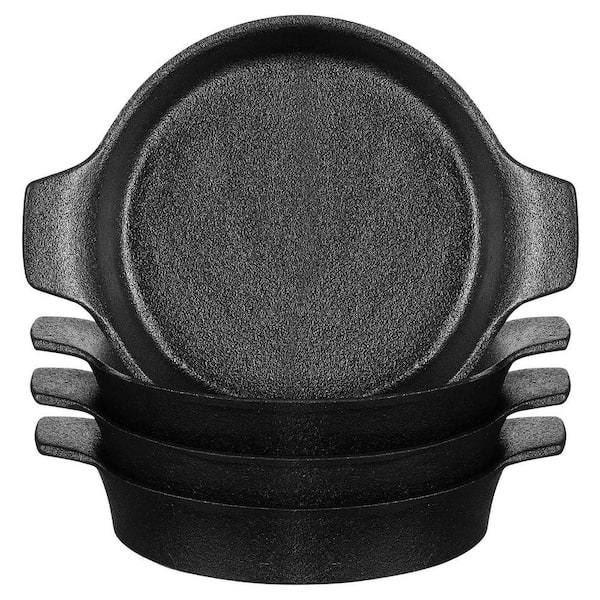4-Piece Mini Cast Iron Skillet Set Black Cast Iron Easy Clean Oven Stovetop Safe Bakeware Cookware Serving