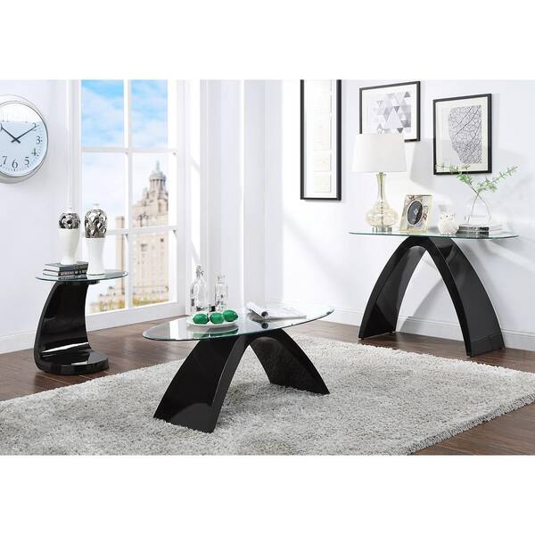 black high gloss console table