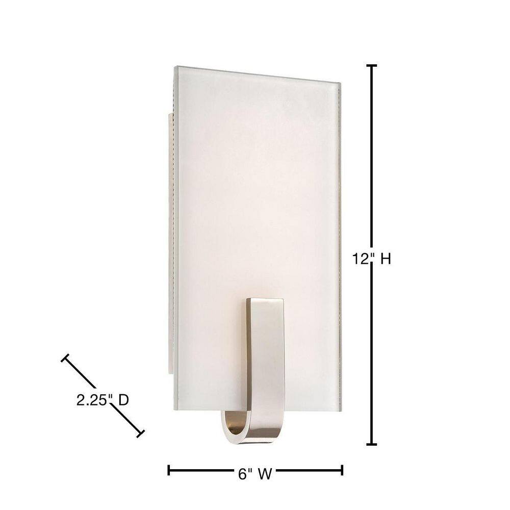 Polished Nickel LED Wall Sconce with Clear/White Glass Shade