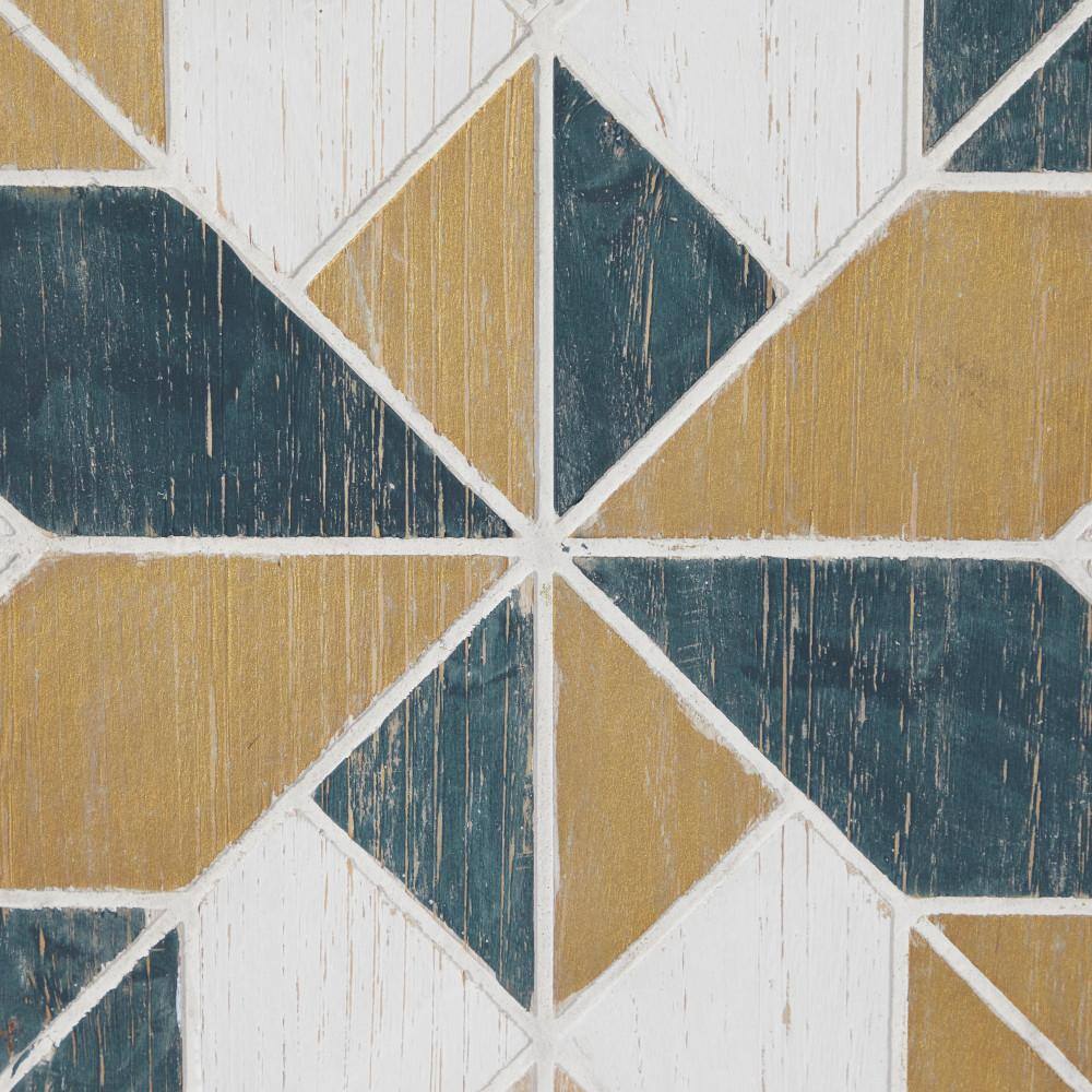 Multi Colored Geometric Wood Wall Decor Set of 3