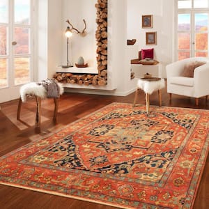 Serapi Rust/Rust 10 ft. x 14 ft. Oriental Wool Area Rug