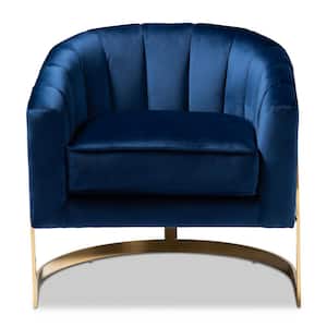 Tomasso Dark Royal Blue and Gold Fabric Accent Chair