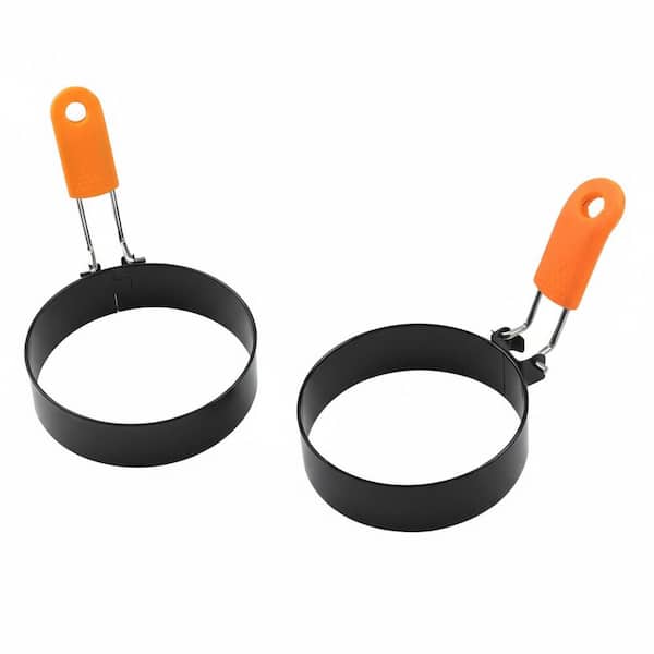 2 Pack Stainless Steel Egg Rings with Silicone Handles Saute Pan Egg Mold for Frying Eggs Breakfast Sandwiches