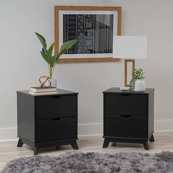 Linon Home Decor Pheba Black 2 (2-Drawer) Nightstand (Set of 2)