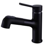 Single Handle Single Hole Bathroom Faucet with Pull-Down Sprayer in Matte Black