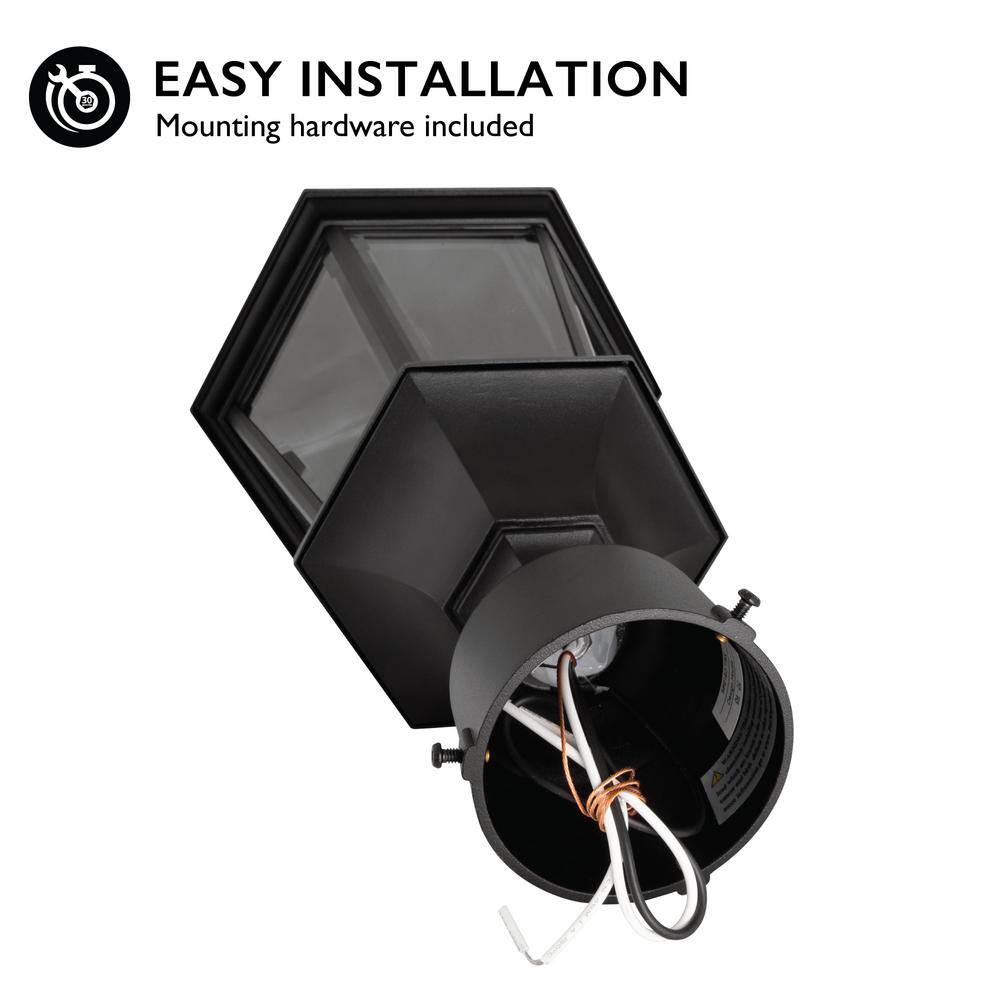 Oak Creek Black Aluminum Outdoor Light with Clear Glass Panels