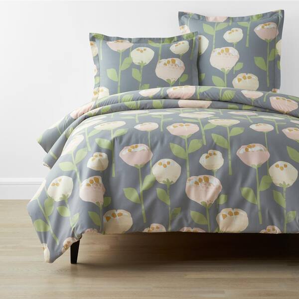 The Company Store Company Organic Cotton Blush Floral Gray Multi Twin  Cotton Percale Duvet Cover 51024D-T-GRAY-MULTI - The Home Depot