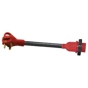 30 Amp Male to 30 Amp Female Mighty Cord Detachable 12 in. Adapter Cord with Handle in Red (Bulk)