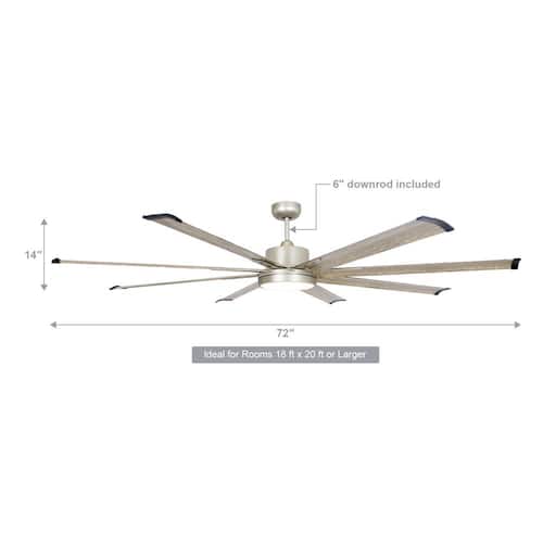 Bankston 72 in. Integrated LED Brushed Nickel Ceiling Fan with Light and Remote Control Ceiling Fans